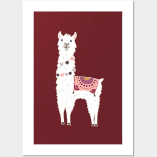 Llama in Maroon + Pink Posters and Art